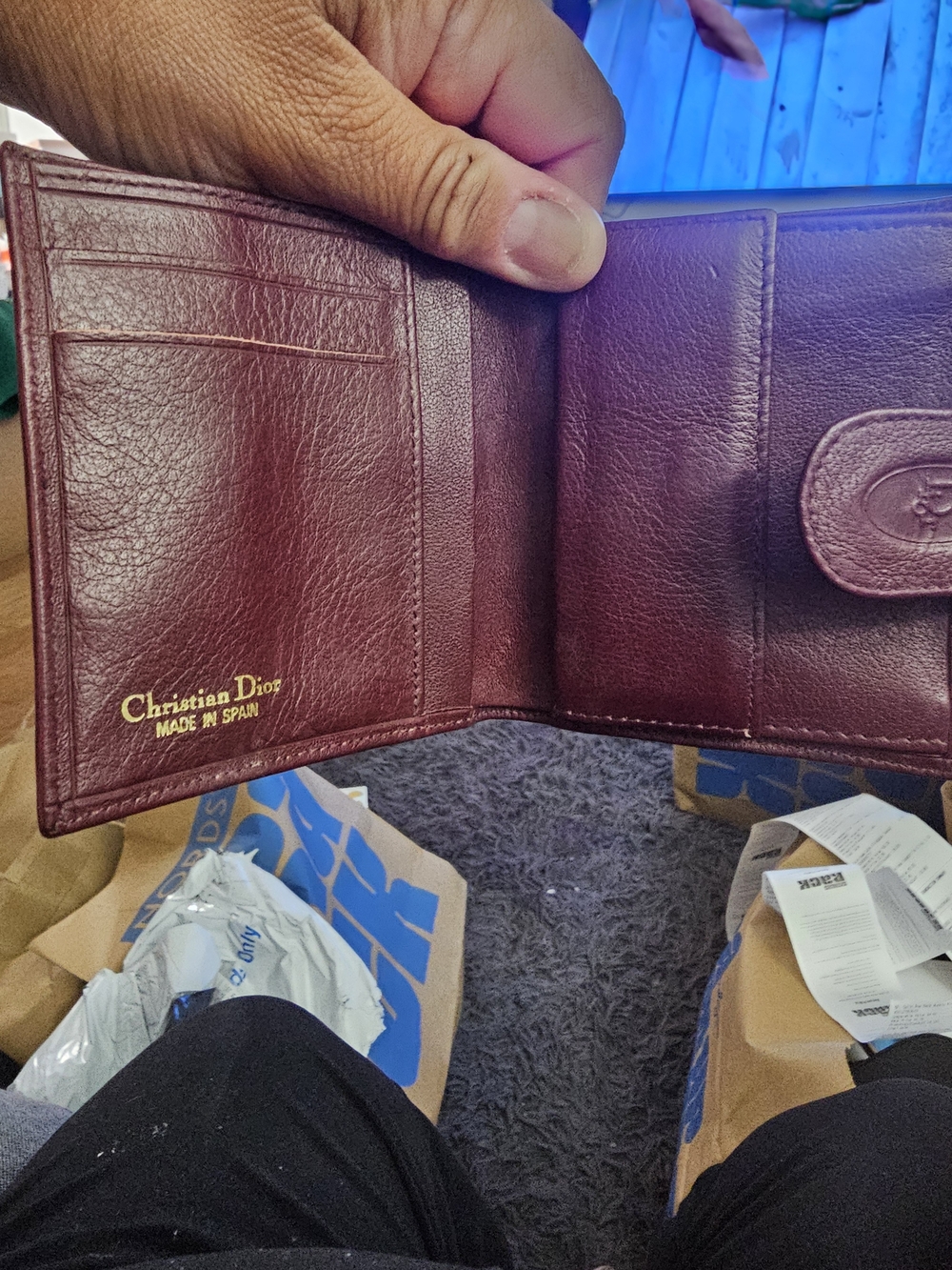 Dior Burgundy Leather Men's Wallet - Picture 2 of 4
